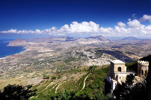 Erice dağ güzel panoramik görünümü — Stok fotoğraf