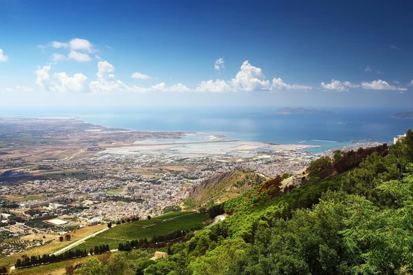 Panoramic view from Erice mountain — Stock Photo, Image