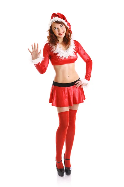 Červená hlava dívka vánoční kostým — Stock fotografie