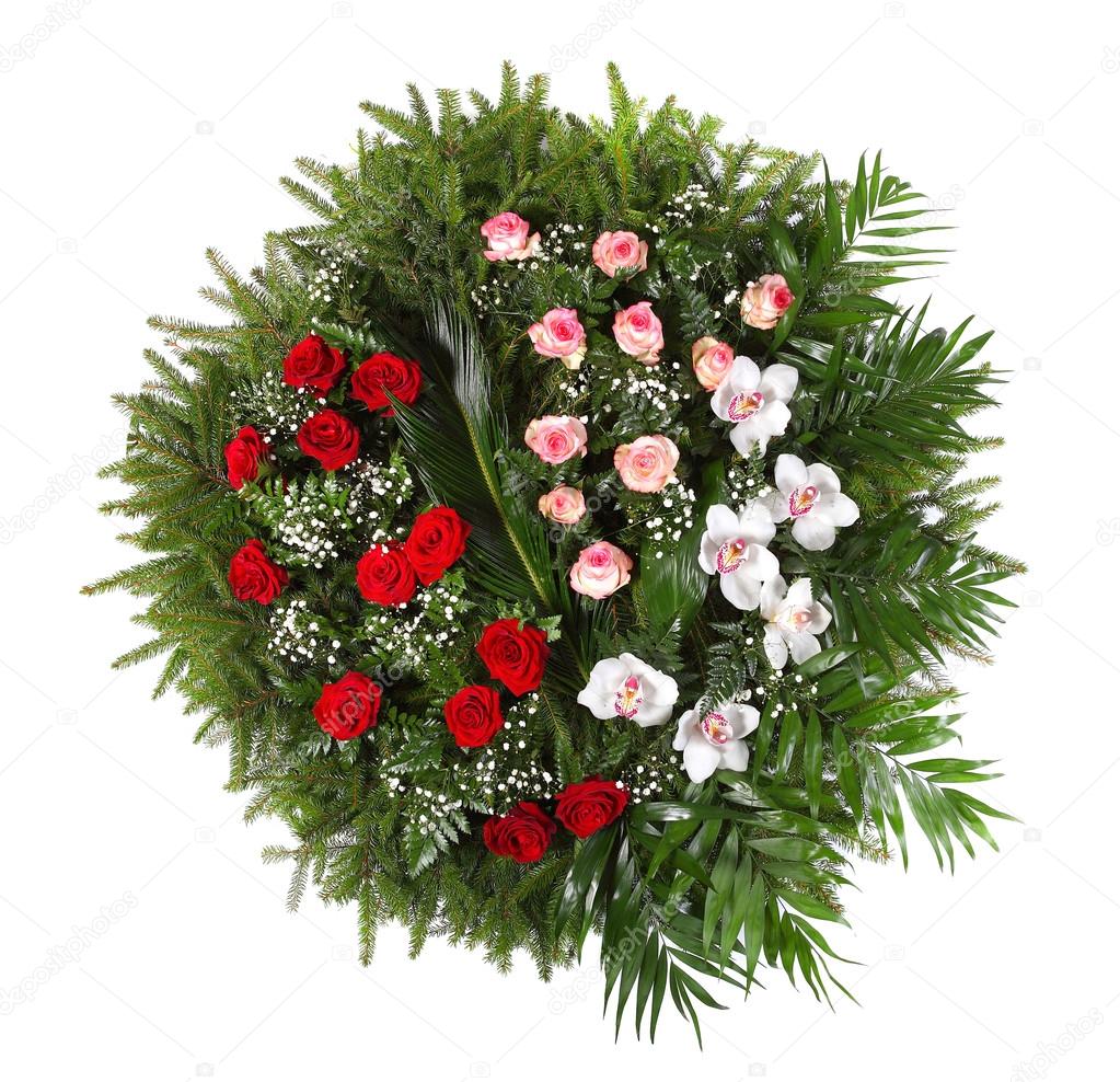 green funeral wreath