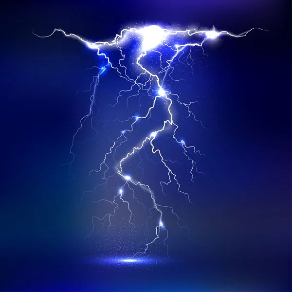 Vector lightning - isolated on blue background, luminous light effects — Stock Vector