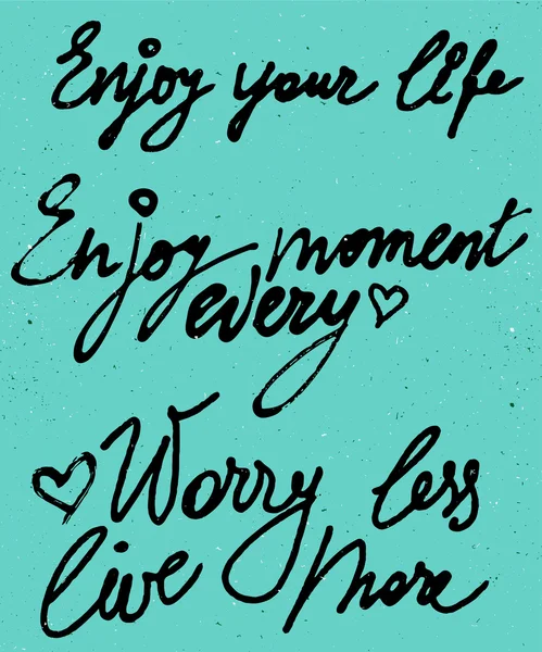 Geniet van uw leven, elke moment aquarel vector belettering — Stockvector