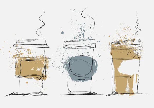 一次性咖啡杯、 矢量艺术速写插图 — 图库矢量图片