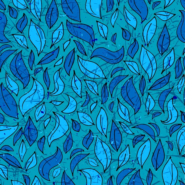 Patrón de hoja azul sin costuras estilo de dibujo a mano. Ilustración vectorial — Archivo Imágenes Vectoriales