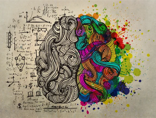 Σχηματικό doodles εγκεφάλου — Φωτογραφία Αρχείου