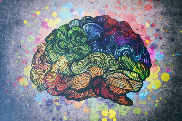 Σχηματικό doodles εγκεφάλου — Φωτογραφία Αρχείου