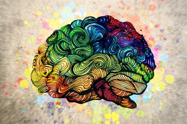 Brain sketchy doodles — Stok Foto