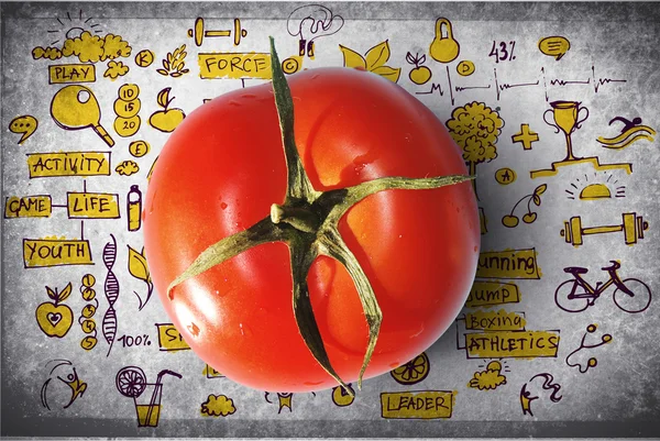 Tomato with healthcare  background — Stock Photo, Image