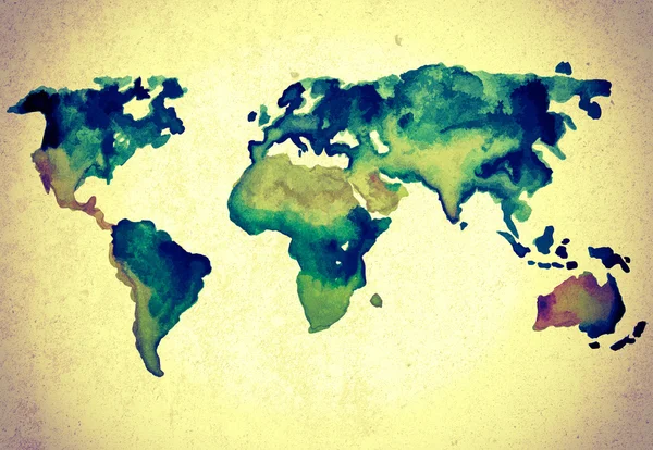 Watercolor Mapa do mundo — Fotografia de Stock