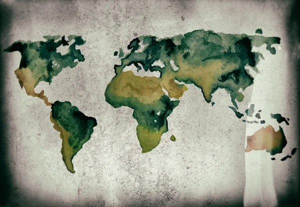Sulu Boya Dünya Haritası — Stok fotoğraf