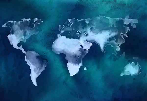 Watercolor Mapa do mundo — Fotografia de Stock