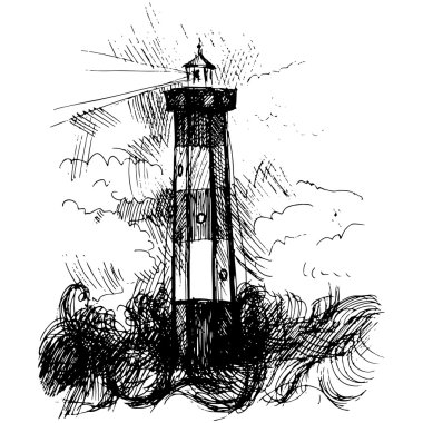 Deniz feneri illüstrasyon kroki
