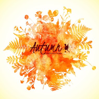 sulu boya boyalı sonbahar yaprakları