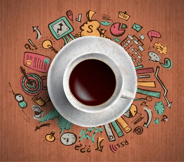 Filiżanka kawy z pomysłów na biznes — Wektor stockowy