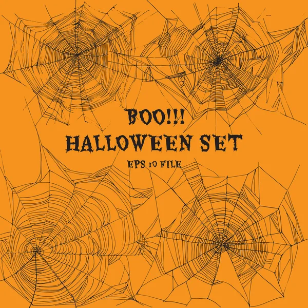 Halloween-Set mit Netz. — Stockvektor