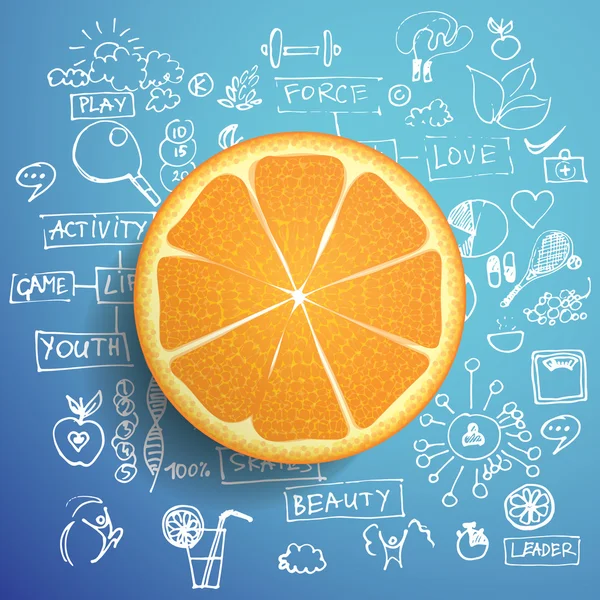 Orange healthy infographics — Stock Vector