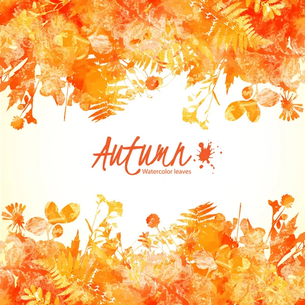 Watercolor painted autumn leaves — Stock Vector