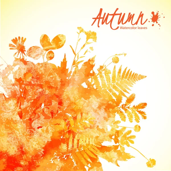 Sulu boya boyalı sonbahar yaprakları — Stok Vektör