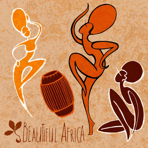Stylized dancing African girls — Stock Vector