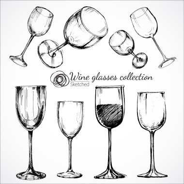 şarap kadehleri çizimi