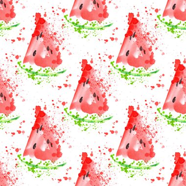 Watermelon vector seamless pattern with watermelon clipart