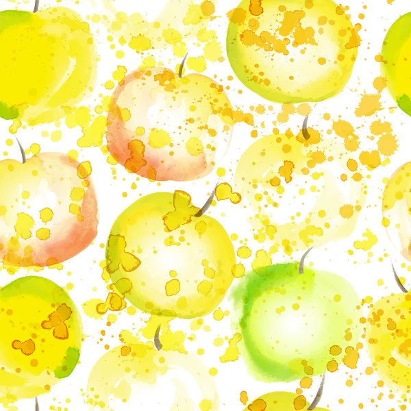 Aquarelle pomme fond sans couture — Image vectorielle