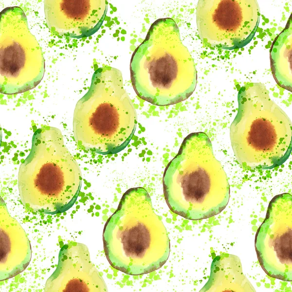 Avocado fruit - aquarel naadloze patroon — Stockvector