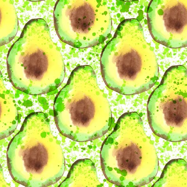 Avocado fruit - aquarel naadloze patroon — Stockvector