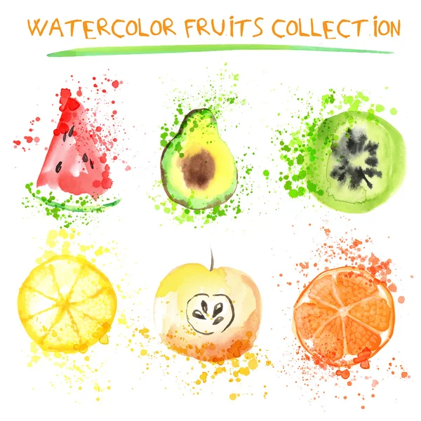 Conjunto de frutas aquarela — Vetor de Stock