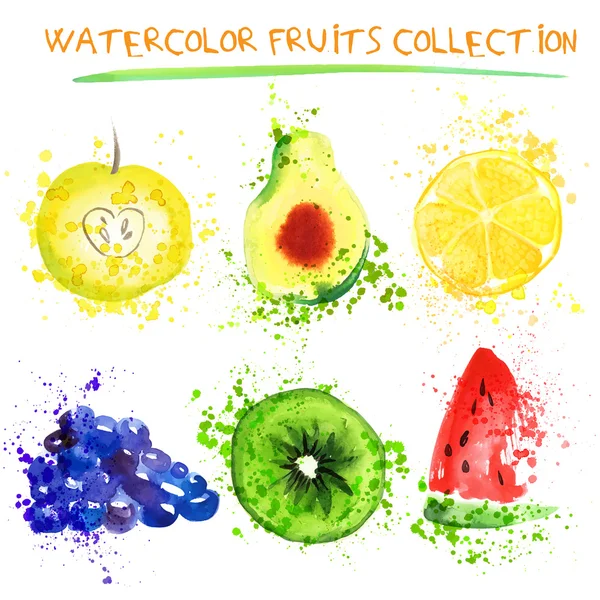 Watercolor fruit set — Stock Vector