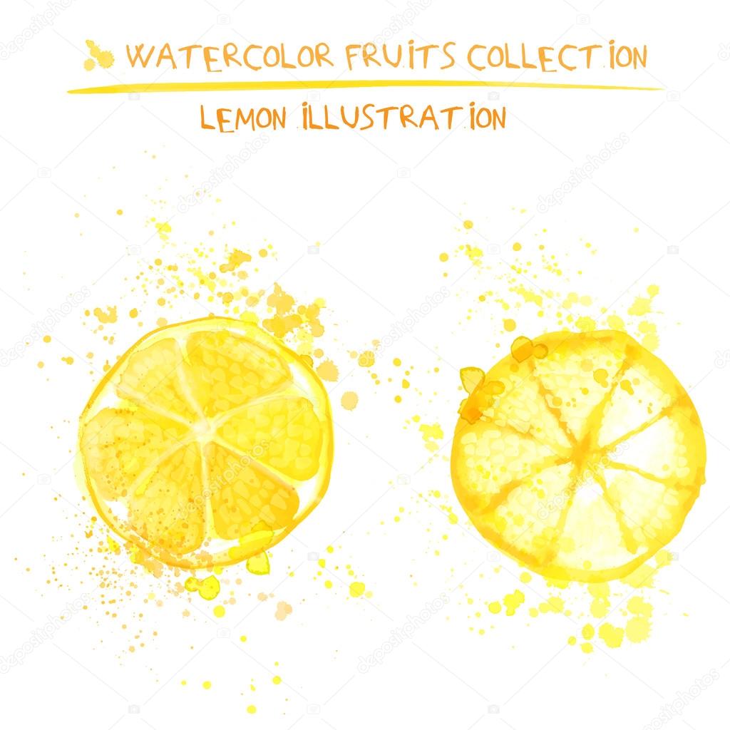 Hand drawn watercolor lemons