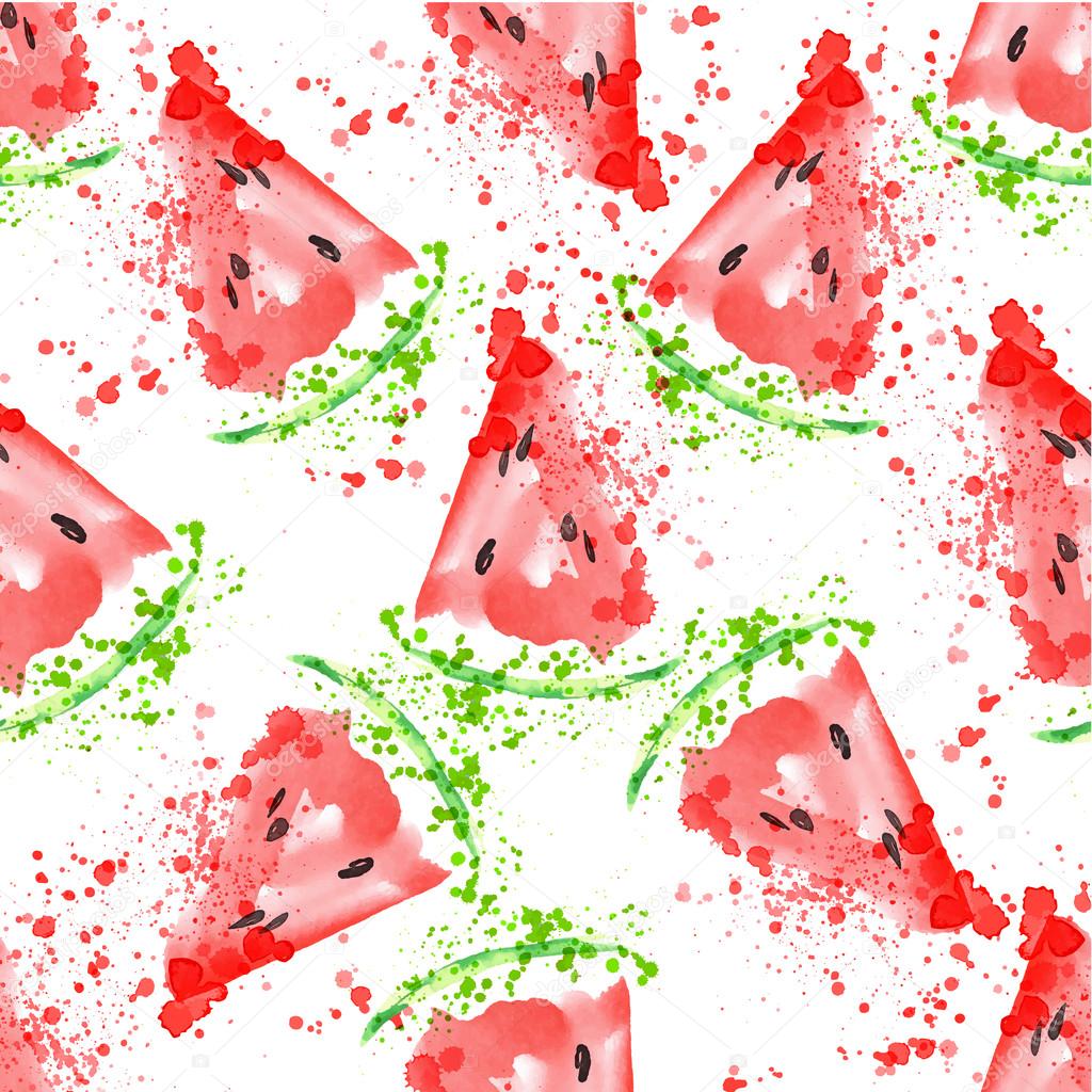Watermelon vector seamless pattern with watermelon
