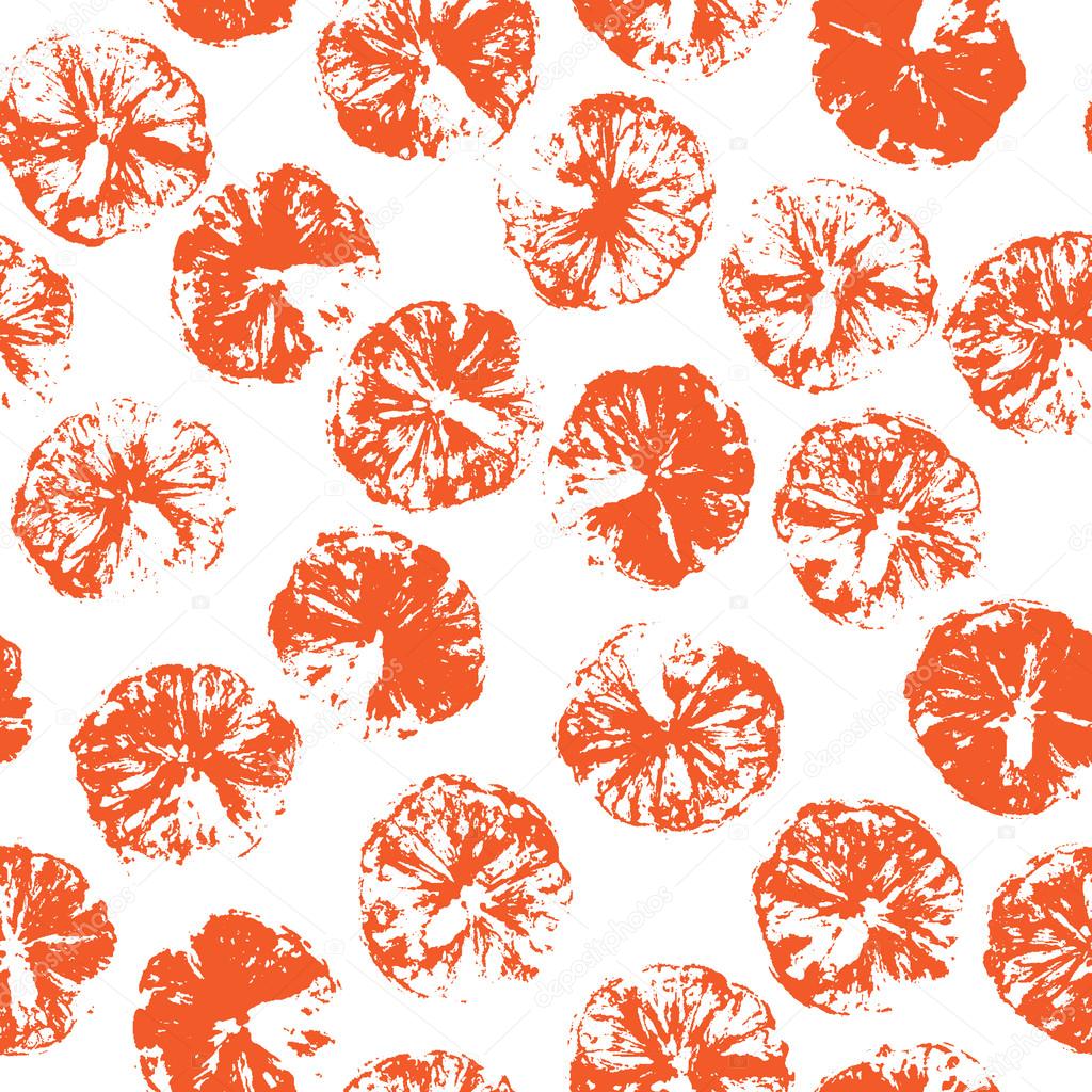 Orange stamps vector seamless pattern