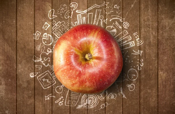 Elma ve iş karalamalar konseptiyle — Stok fotoğraf