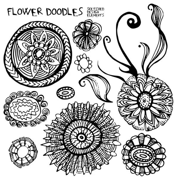 Doodles flowers and design elements — Stock Vector