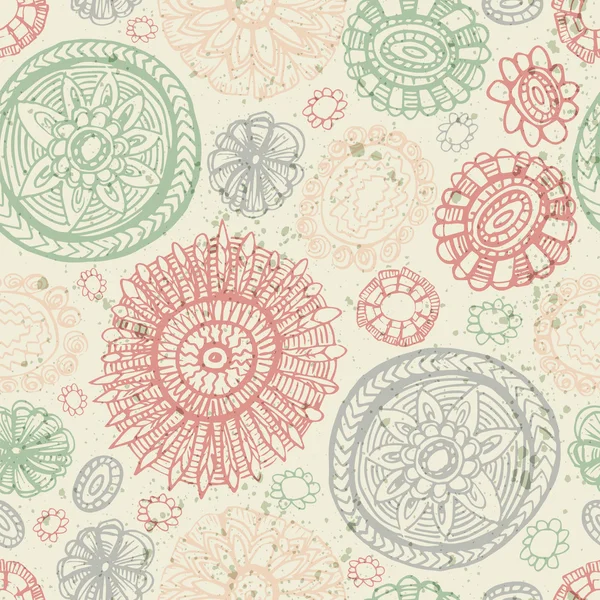 Doodles flor patrón sin costuras — Vector de stock