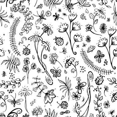 Yaz çiçekleriyle kusursuz desen 