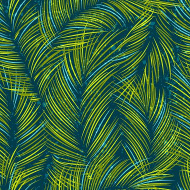 Seamles vector background with tropical palm leaves clipart