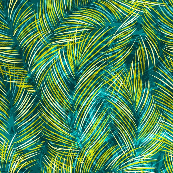 Seamles fond vectoriel avec des feuilles de palmier tropical — Image vectorielle