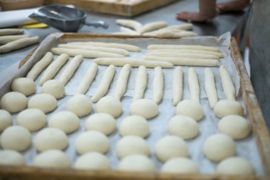 Freshly Made dough on Prep Table clipart
