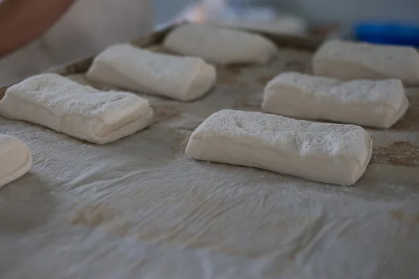 Freshly Made Ciabatta Bread Raw Dough — Stok fotoğraf