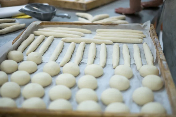 Freshly Made dough on Prep Table — Stock fotografie