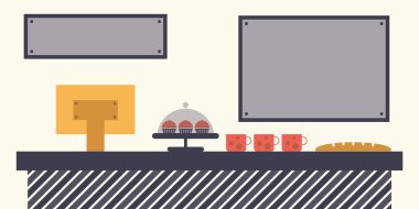 Cafe Pos Check Out Counter illüstrasyon