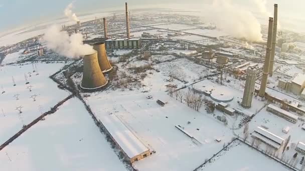 Zimowe platformy przemysłowe aerial — Wideo stockowe