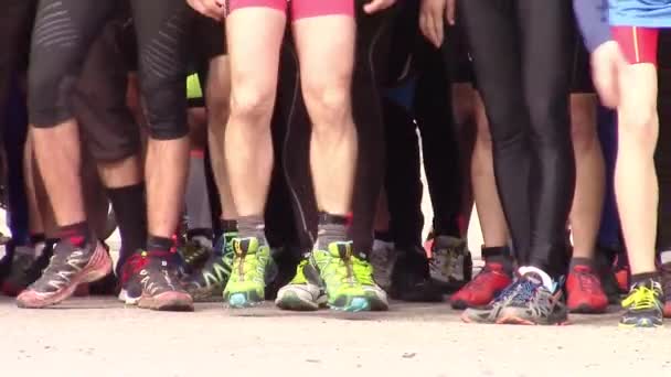 Runners legs warming up — Stock Video