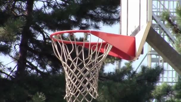 Basketball hoop throwing — Stock Video