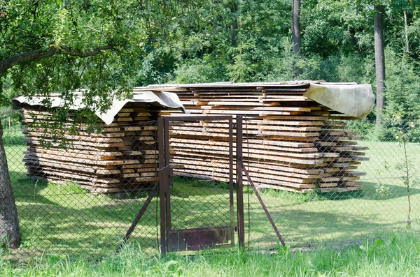 Wooden boards warehouse — Stock Photo, Image