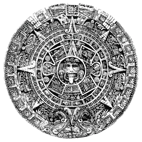 Azteca Sol Pedra Calendário Ilustração Escultura Mexica Pós Clássica — Fotografia de Stock