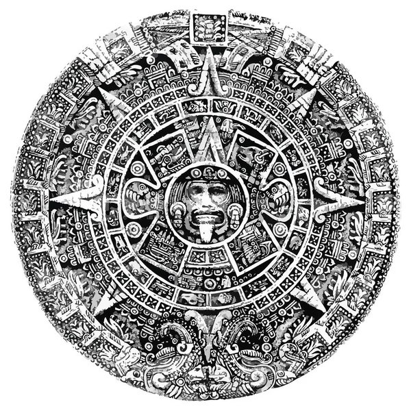 Ацтекський Сонячний Календар Посткласична Мексиканська Скульптура Стокове Зображення