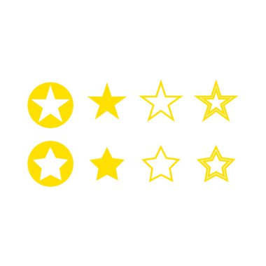 Yıldız simgeleri. Parıltı, parıltı. Beyaz arkaplan vektöründe izole edilmiş vektör sembolleri